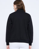 Madame Solid Black Elasticized Waist Gold Zipped Sweatshirt