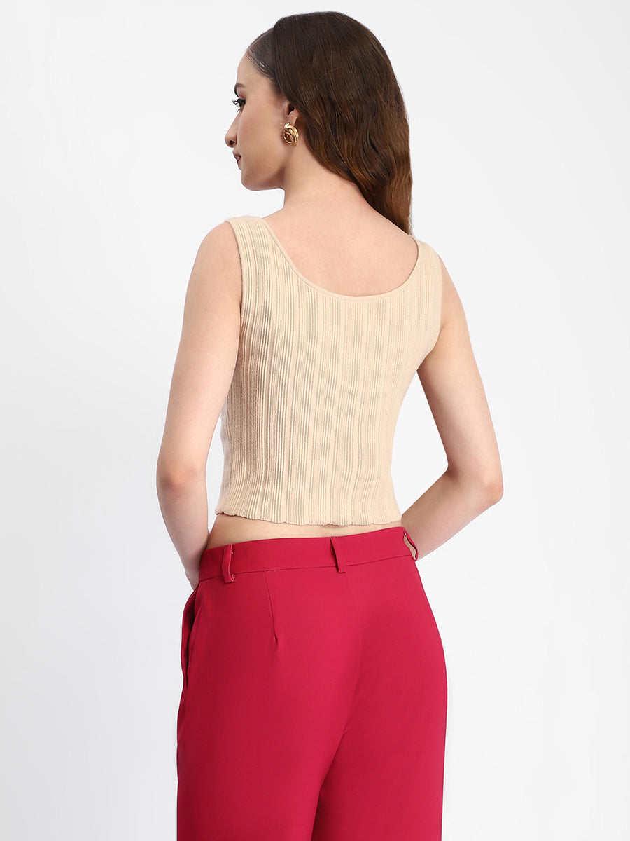 Madame Beige Sleeveless Knit Top