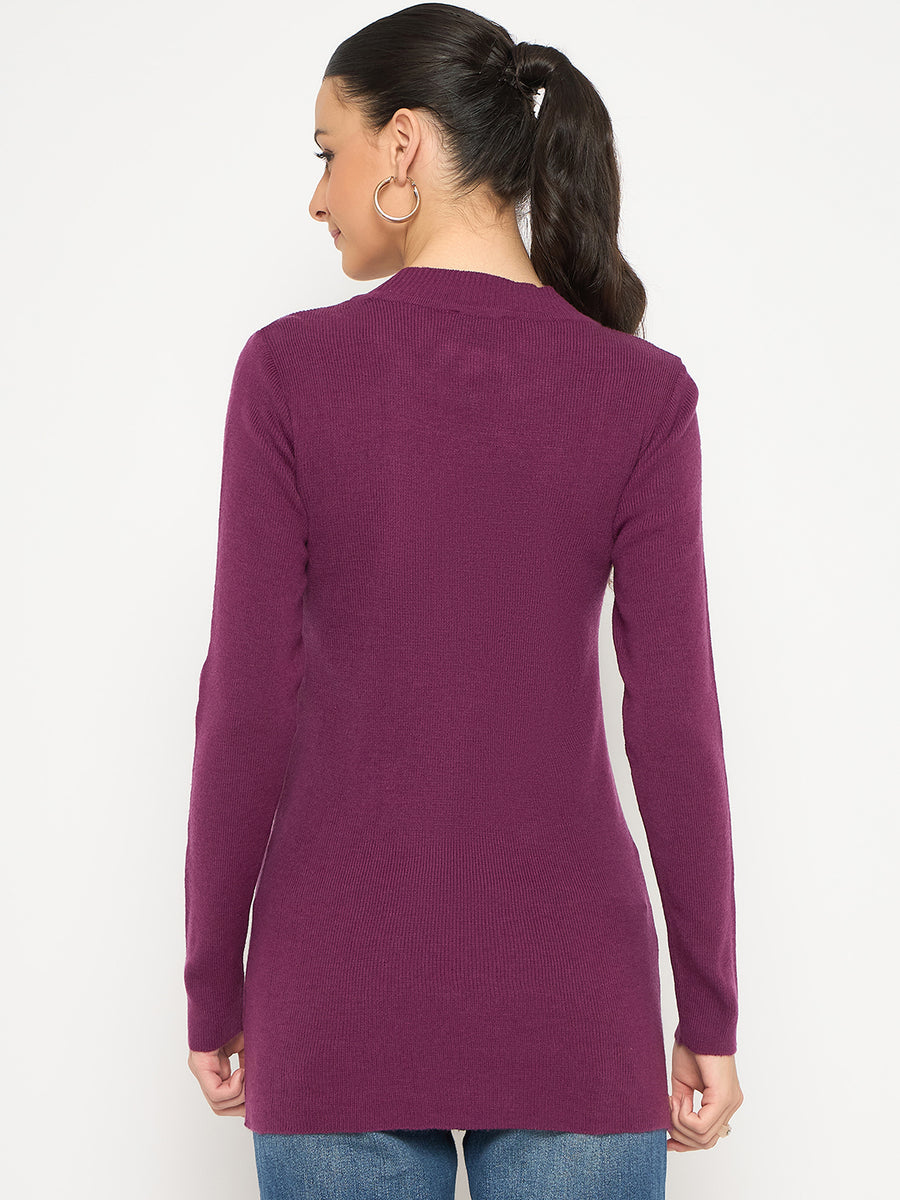 Madame Mock Neck Solid Purple Skeeve