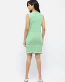 Madame Crinkled Green Lettuce Hem Dress