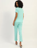 mSECRET Printed Aqua Cotton Blend Nightsuit Set