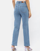 Madame Solid Light Blue Wide Leg Jeans