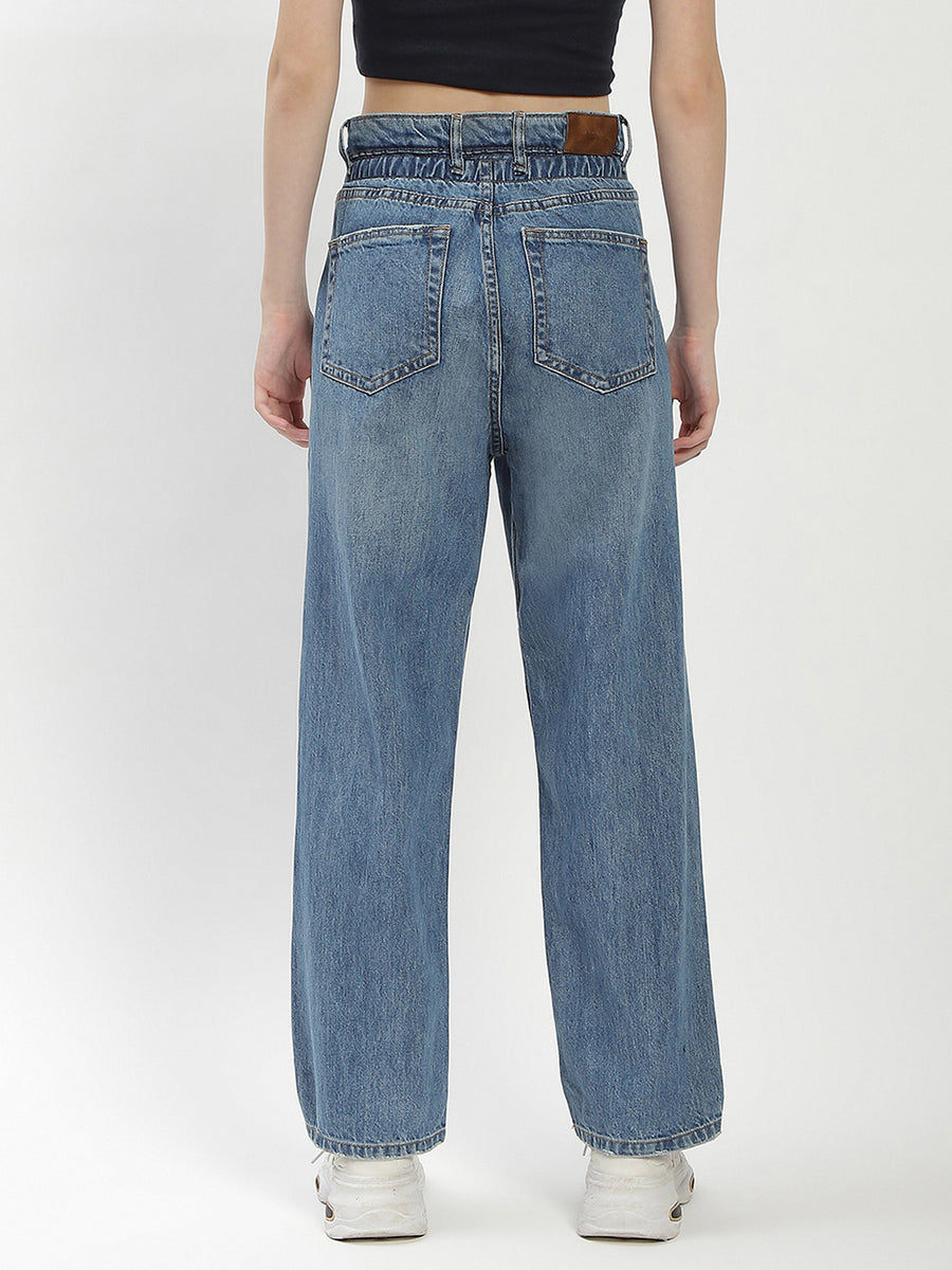 Madame Blue Tapered Fit Cotton Jeans