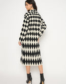 Madame Zebra Striped Dress with Geometric Print Black Ensemble