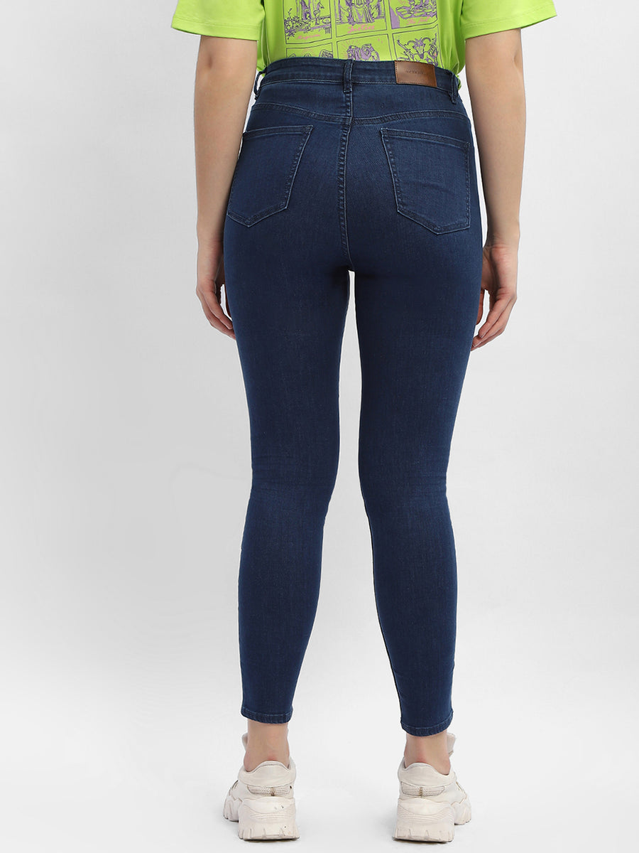 Madame Solid Mid Blue Skinny Fit Jeans