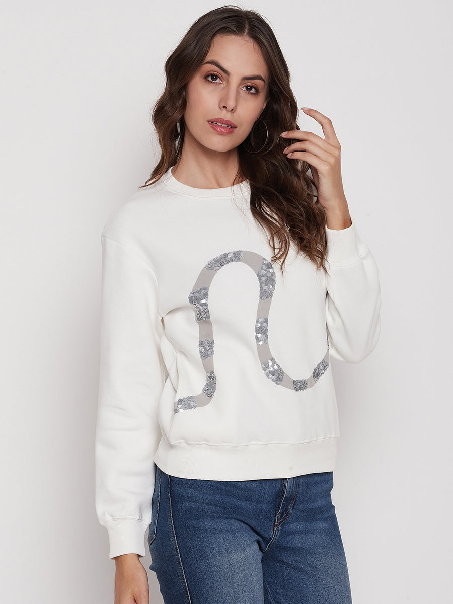 Madame White Printed Sweatshirt