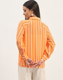 Madame Stripes Printed Orange Shirt