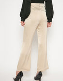 Madame Straight Fit Solid Beige Trousers