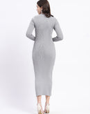 Madame Twisted Detailing Ribbed Bodycon Grey Dress