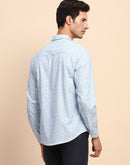 Camla Barcelona Print Blue Button Down Cotton Shirt