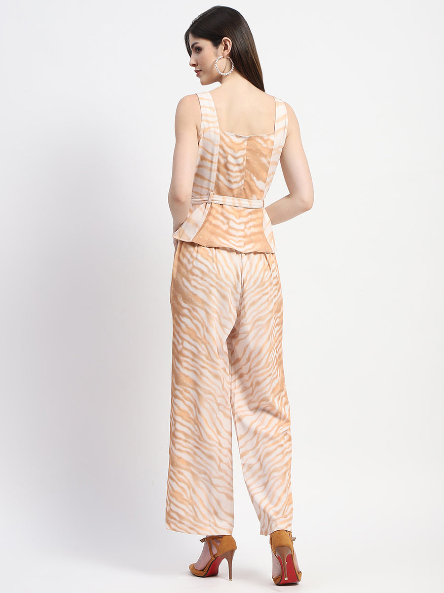 Madame  Zebra Print Tan Two-Piece Set