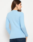 Madame Turtle Neck Full Sleeve Blue Sweater