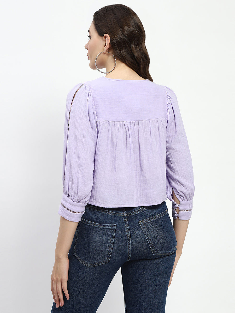 Madame Puff Sleeve Lilac Tunic Top