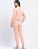 mSECRET Cotton Blend Textured Top and Bottom Peach Night Suit