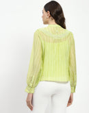 Madame Bridgerton Embroidered Lacework Green Tencel Shirt