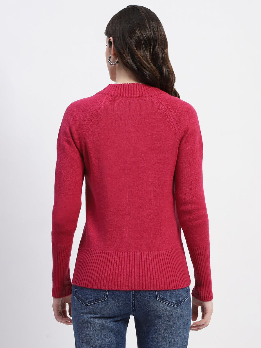 Madame Knit Fuschia Mock Neck Sweater