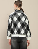 Madame Geometric Print Turtleneck Black Sweater