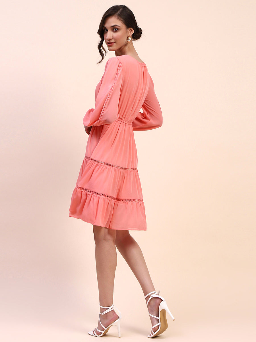 Camla Barcelona Two-Tiered Dark Peach Dress