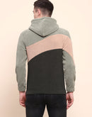 Camla Barcelona Color Blocked Olive Green Zipper Sweatshirt