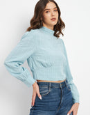 Madame Aqua Knot Detailed High Neck Top