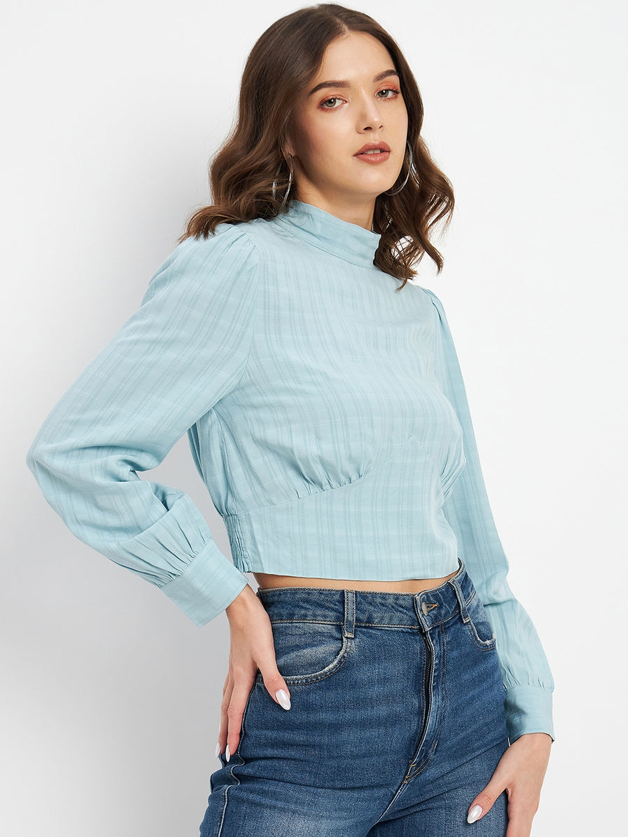 Madame Aqua Knot Detailed  High Neck Top