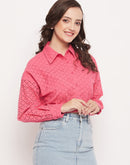 Madame Pink Schiffli Crop Shirt