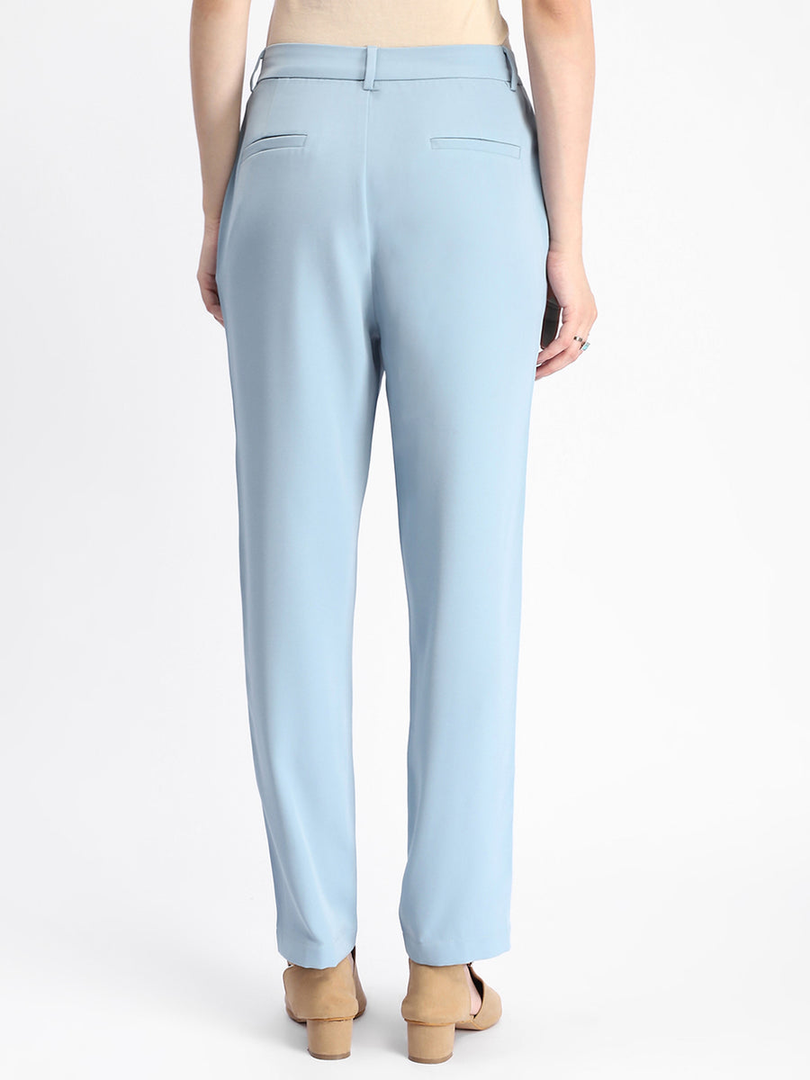 Madame Sky Blue Tapered Fit Trousers