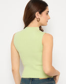 Madame Mock Neck Lime Green Sleeveless Sweater