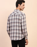 Camla Barcelona Checkered Button Down Off White Cotton Shirt