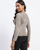 Madame Ruched Front Plain Full Sleeve Top