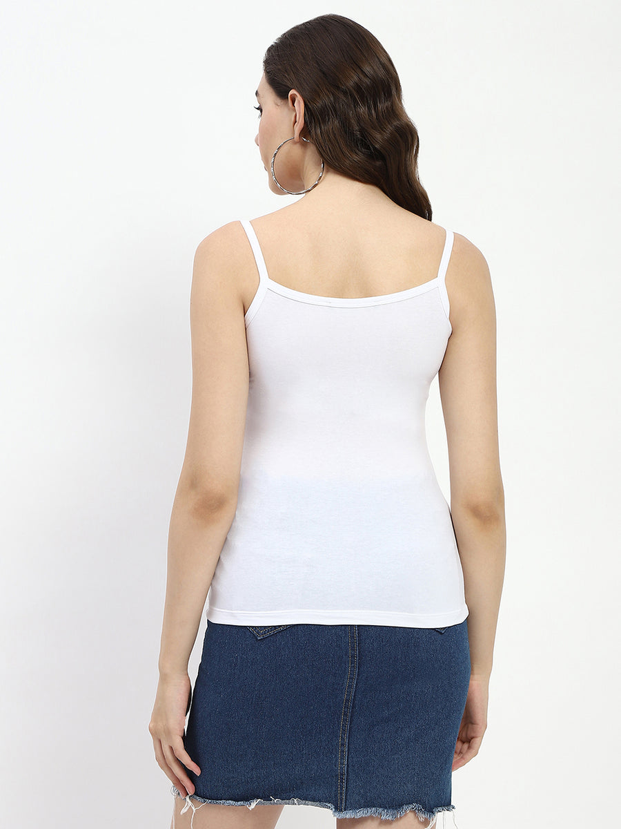 Madame Solid Cotton Blend Crop Tank Top