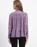 Madame Shimmer Pleated Hem Sheer Lilac Shirt