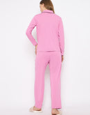 mSECRET Open Front Contrast Bonning Pink Night Suit