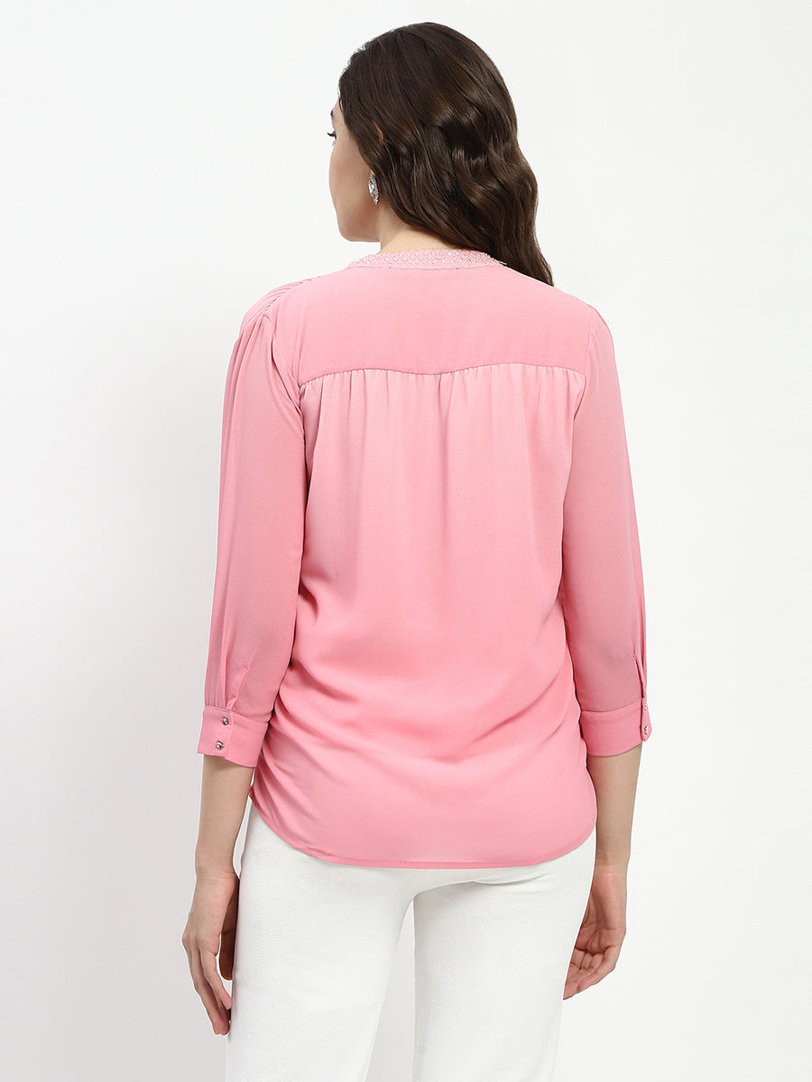 Madame Pink Embellished Wrap Top