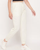 Madame White Elasticated  Cotton Joggers