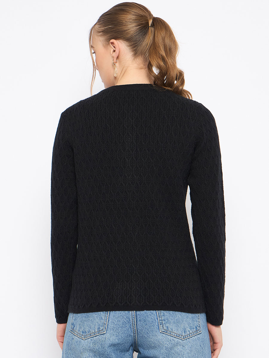 Madame Round Neck Black Cardigan