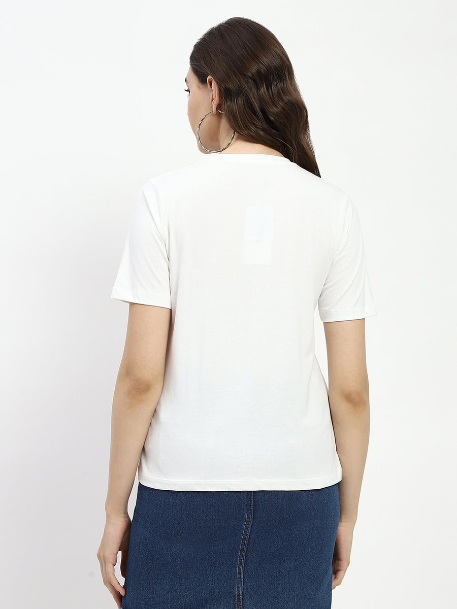 Madame Graphic Print White Cotton T-Shirt