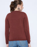 Madame Crew Neck Button Down Brown Cardigan