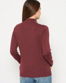 Madame Turtle Neck  Ribbed Cuff Wine Red Sweater