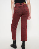 Madame Cotton Blend Acid Wash Red Denim