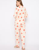 mSECRET Printed Top and Bottoms Orange Nightsuit