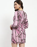 Madame Mauve Butterfly Print Wrap Style Dress