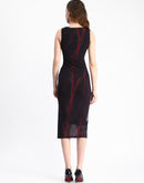 Madame Black Bodycon Abstract Print Ruched Midi Mesh Dress