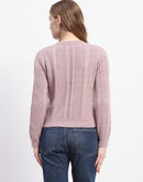 Madame Rib Neck Mauve Knitted Sweater