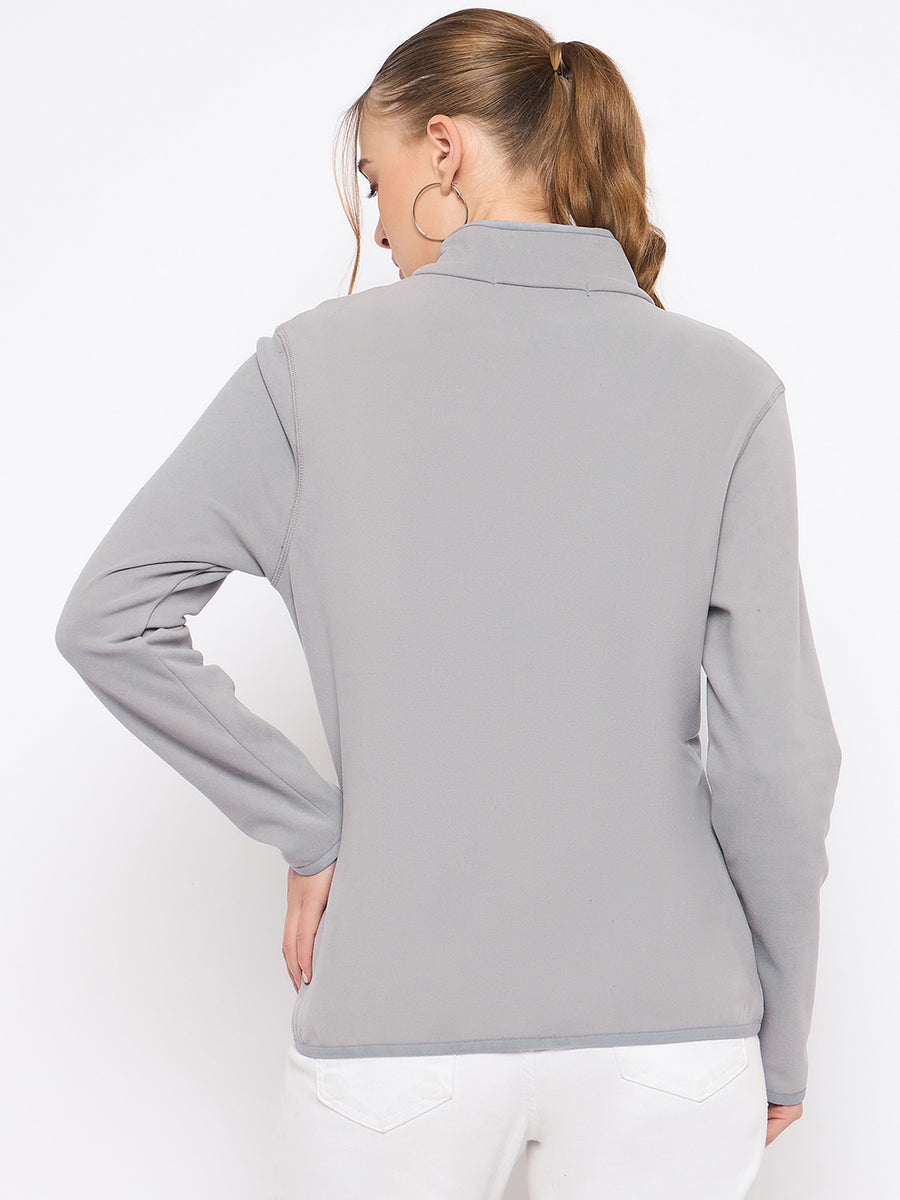 Madame Polar Fleece Half-Zipper Grey Sweatshirt