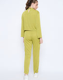 Madame Solid Green Mock Neck Ensemble