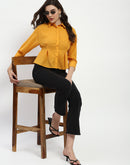 Madame Cinched Waist Mustard Shirt