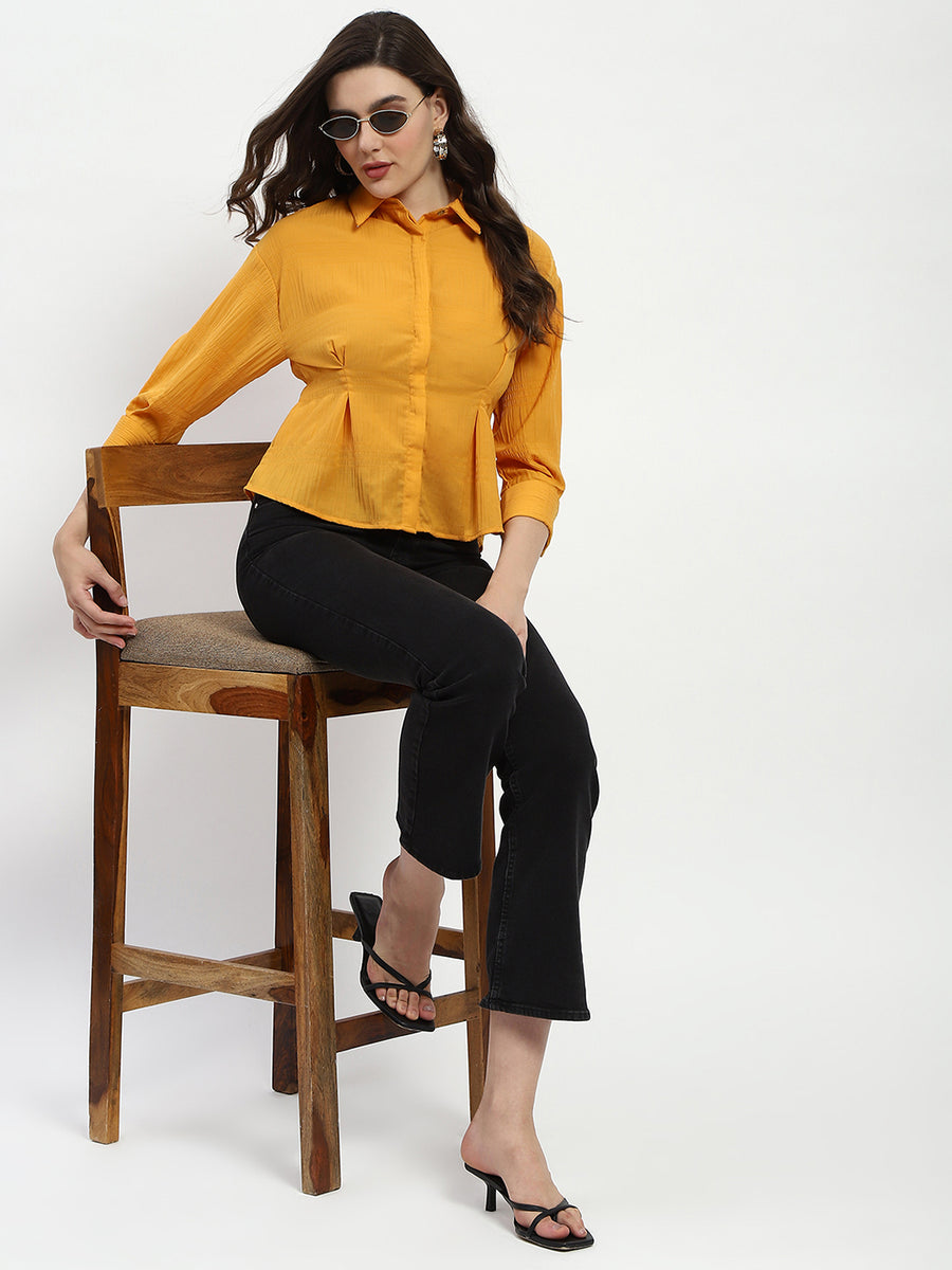 Madame Cinched Waist Mustard Shirt