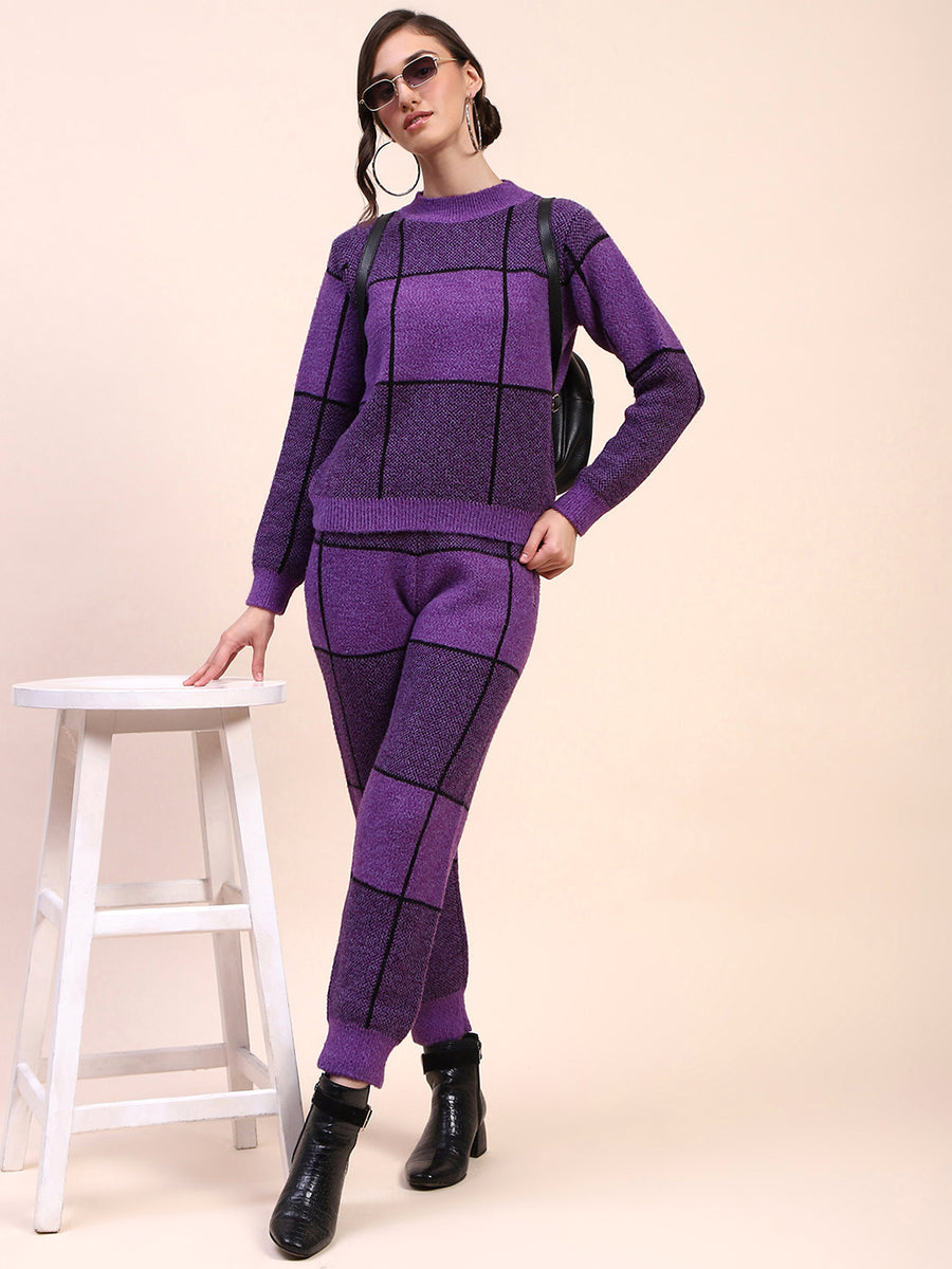 Camla Barcelona Check Purple Two Piece Ensemble