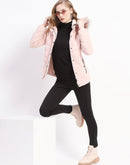 Madame Light Pink Faux Fur Hood Quilted Puffer Jacket